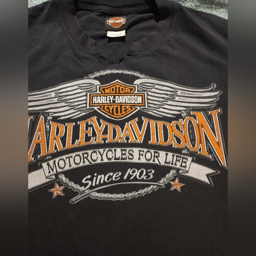 Vintage 90's Harley-Davidson Black and Orange Graphic Tee